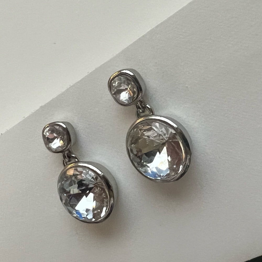 Banana Republic Silver Earring with Dangly Clear Stone